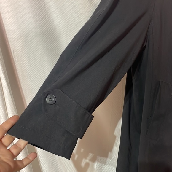 Gallery 16 black 💯polyester long rain trench coat removable warm lining euc - Picture 5 of 13